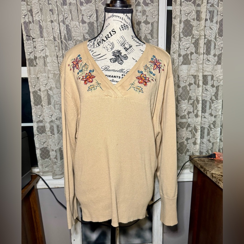 Melrose Embroidered Empire Waist Sweater.